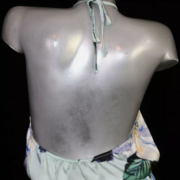Show Me Your MuMu Heather Halter Dress Size Medium Mint to Be Floral Satin - Picture 11 of 11